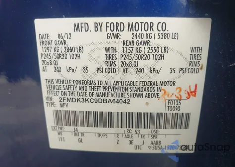 2013 Ford Edge Limited z USA, uszkodzony, nr VIN 2FMDK3KC9DBA64042